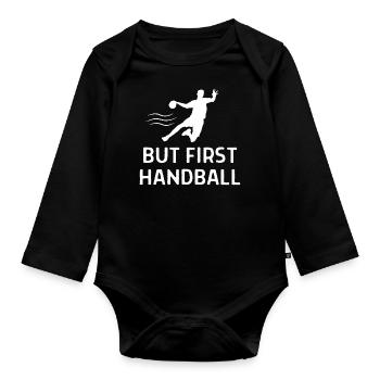 Handball Handballer Spruch Geschenk - Baby Bio-Langarm-Body - Schwarz - Vorne