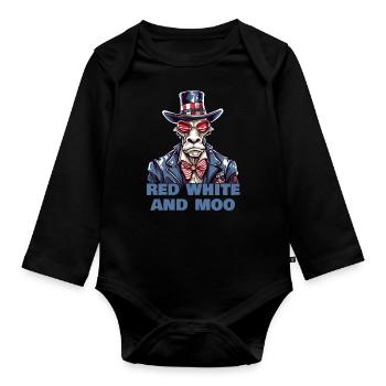 Red White And Moo - Organic Longsleeve Baby Bodysuit - black - Front