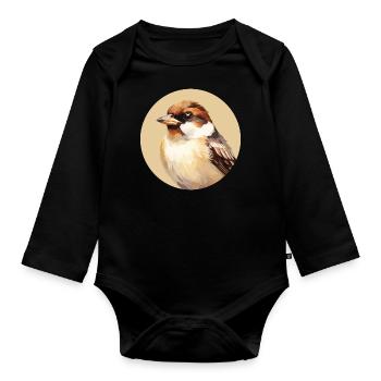 House sparrow - Organic Longsleeve Baby Bodysuit - black - Front