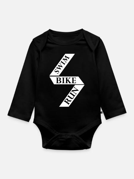 Triathlon Swim Bike Run Marathon - Baby Bio-Langarm-Body - Schwarz