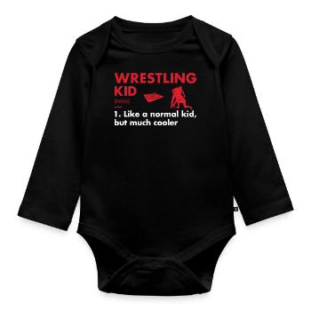 Sport Kid Définition Lutte - Body Bébé bio manches longues - noir - Devant