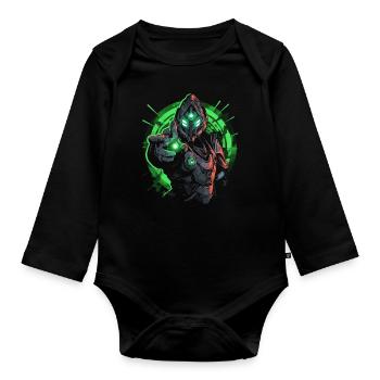 Epic Gamer Guardian mit grünem Licht reicht Hand - Baby Bio-Langarm-Body - Schwarz - Vorne