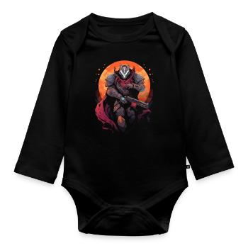 Epic Gamer Guardian with cape with moon on the - Organic Longsleeve Baby Bodysuit - black - Front