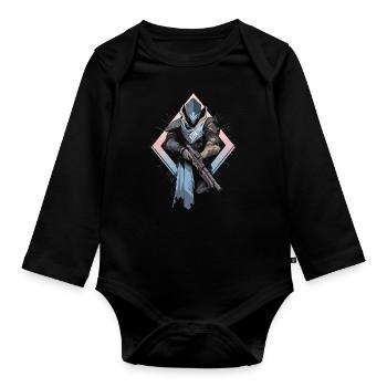 Epic Gamer Guardian with Pastel Colors Background - Organic Longsleeve Baby Bodysuit - black - Front
