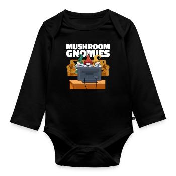 Cueilleurs de champignons Champignons TV Nain de champignons - Body Bébé bio manches longues - noir - Devant