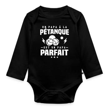 Un papa à la pétanque est un papa parfait - Body Bébé bio manches longues - noir - Devant