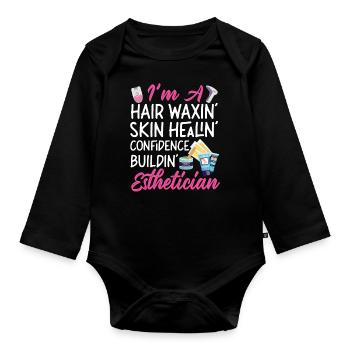Cute Licensed Esthetician Skincare - Baby Bio-Langarm-Body - Schwarz - Vorne