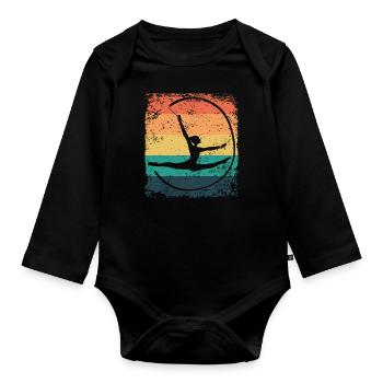 Gymnaste Gymnaste Gymnastique Rythmique Rétro - Body Bébé bio manches longues - noir - Devant