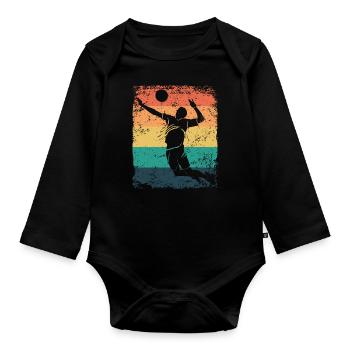 Volleyball Spieler Retro Beach Volleyball - Baby Bio-Langarm-Body - Schwarz - Vorne