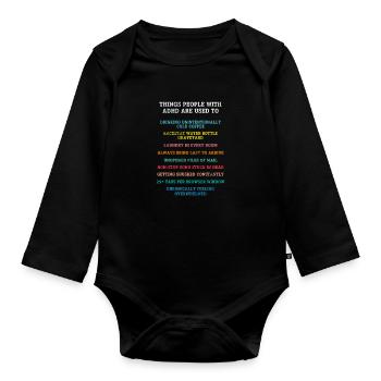 ADHD - Organic Longsleeve Baby Bodysuit - black - Front