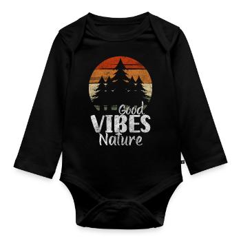 Tree Planet Hunter - Organic Longsleeve Baby Bodysuit - black - Front