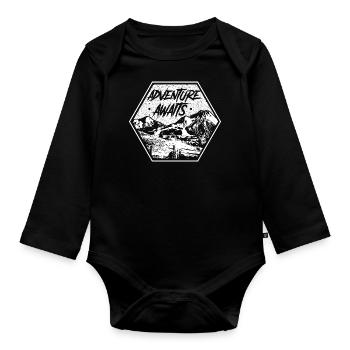 Adventure awaits - Baby Bio-Langarm-Body - Schwarz - Vorne