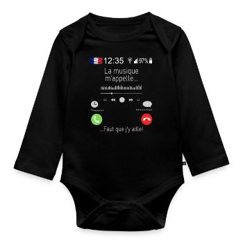 La musique M appelle Faut que j y aille - Body Bébé bio manches longues - noir - Devant