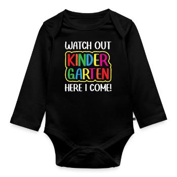Kindergarten Kindergarten Teacher Rainbow Colors - Organic Longsleeve Baby Bodysuit - black - Front