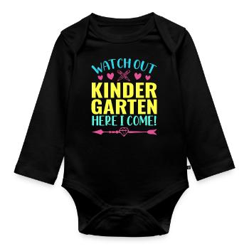 Kindergarten Kindergarten Teacher Rainbow Colors - Organic Longsleeve Baby Bodysuit - black - Front
