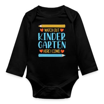 Kindergarten Kindergarten Teacher Rainbow Colors - Organic Longsleeve Baby Bodysuit - black - Front