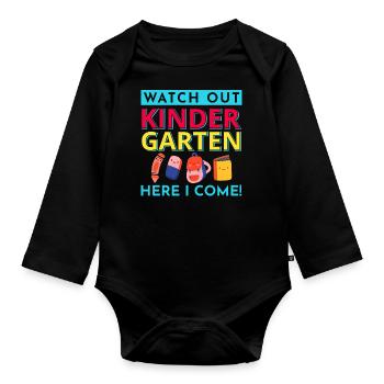 Kindergarten Kindergarten Teacher Rainbow Colors - Organic Longsleeve Baby Bodysuit - black - Front
