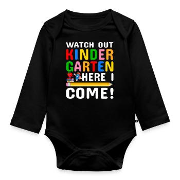 Kindergarten Kindergarten Teacher Rainbow Colors - Organic Longsleeve Baby Bodysuit - black - Front
