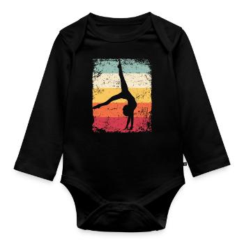 Gymnaste Gymnaste Gymnastique Rythmique Rétro - Body Bébé bio manches longues - noir - Devant