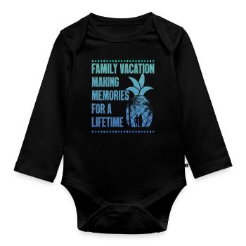 Vacances d’été en famille Créer des souvenirs - Body Bébé bio manches longues - noir - Devant