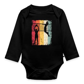 Volleyball Joueur Retro Beach Volleyball - Body Bébé bio manches longues - noir - Devant