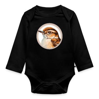 Wren bird - Organic Longsleeve Baby Bodysuit - black - Front