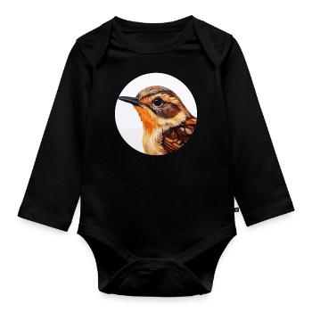 Wren bird - Organic Longsleeve Baby Bodysuit - black - Front