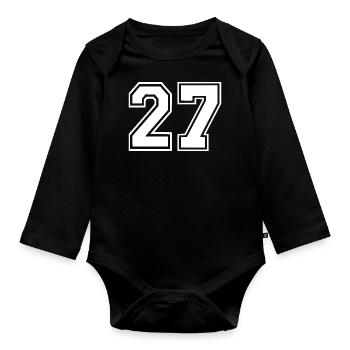 27 - Organic Longsleeve Baby Bodysuit - black - Front