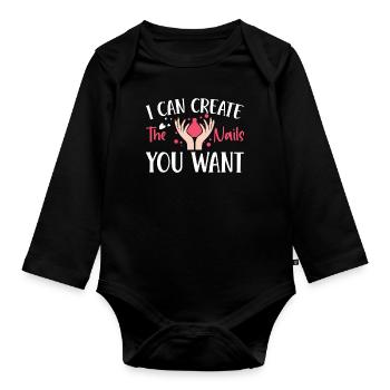 I create the nails you want manicure - Organic Longsleeve Baby Bodysuit - black - Front