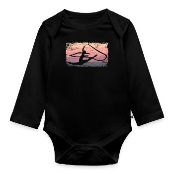 Gymnaste Gymnaste Gymnastique Rythmique Rétro - Body Bébé bio manches longues - noir - Devant
