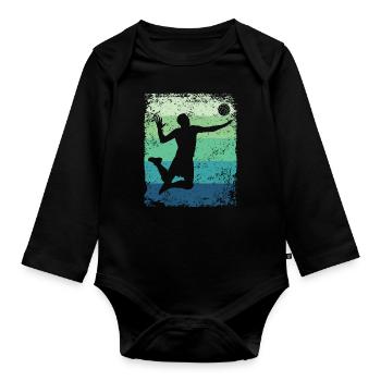Volleyball Spieler Retro Beach Volleyball - Baby Bio-Langarm-Body - Schwarz - Vorne