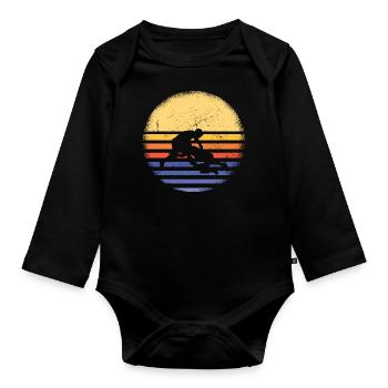 Sport Retro Sunset Kabaddi - Baby Bio-Langarm-Body - Schwarz - Vorne
