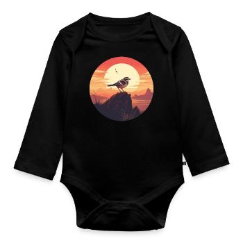 Wren bird - Organic Longsleeve Baby Bodysuit - black - Front