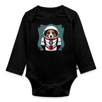 Hund im Weltraum - Baby Bio-Langarm-Body - Schwarz - Vorne