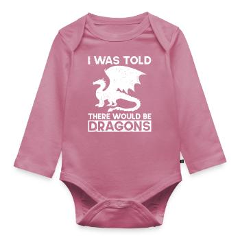 Drache Drachen Design Fabelwesen Phantasie - Baby Bio-Langarm-Body - Mauve - Vorne
