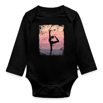 Gymnast Legs Retro Rhythmic Gymnastics - Organic Longsleeve Baby Bodysuit - black - Front