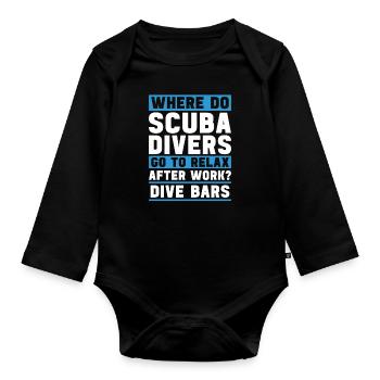 Tauchen Taucher Humor Kommerzielles Tauchen - Baby Bio-Langarm-Body - Schwarz - Vorne