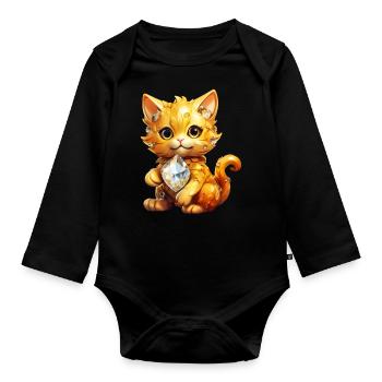 Geburtsstein-Katze November - Baby Bio-Langarm-Body - Schwarz - Vorne