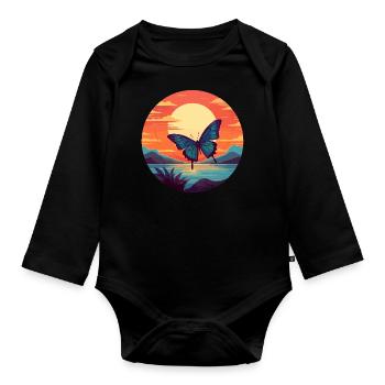 Blue Morpho Butterfly - Organic Longsleeve Baby Bodysuit - black - Front