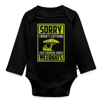 Wilderness transverse stripe mammal - Organic Longsleeve Baby Bodysuit - black - Front