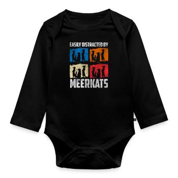 Wildlife Zoo Horizontal Strip - Organic Longsleeve Baby Bodysuit - black - Front