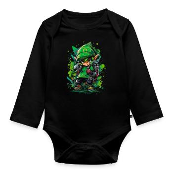 Look de joueur cool: La légende du garçon de la forêt - Body Bébé bio manches longues - noir - Devant
