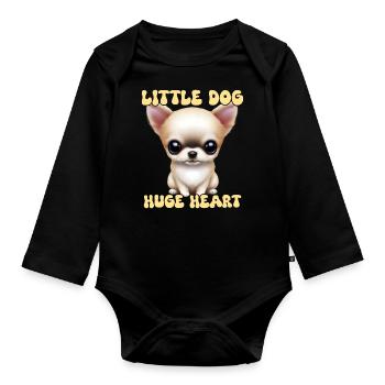 Little Chihuahua with a big heart - Organic Longsleeve Baby Bodysuit - black - Front