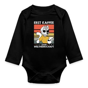 Furry Fandom Fursuits Kaffee - Baby Bio-Langarm-Body - Schwarz - Vorne