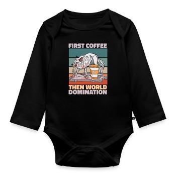 Wolf Coffee - Organic Longsleeve Baby Bodysuit - black - Front