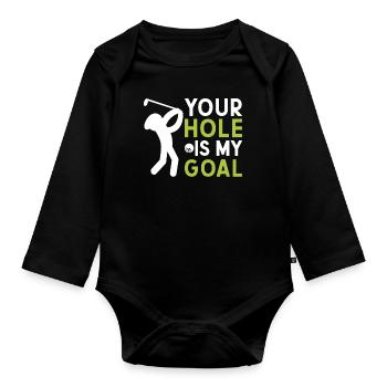 Votre trou est mon objectif Golf Humour - Body Bébé bio manches longues - noir - Devant