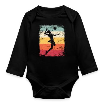 Volleyball Player Retro Beach Volleyball - Organic Longsleeve Baby Bodysuit - black - Front