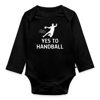 Handball Handballer Spruch Geschenk - Baby Bio-Langarm-Body - Schwarz - Vorne