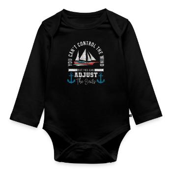 Sailing Ocean - Organic Longsleeve Baby Bodysuit - black - Front