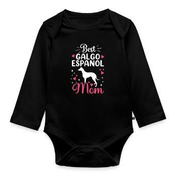 Meilleur Galgo Español Maman Lévrier espagnol - Body Bébé bio manches longues - noir - Devant